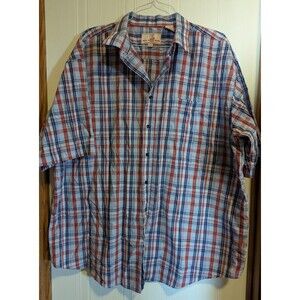 Vtg Real Work Wear Men's 3XLT Big & Tall Plaid Short Sleeve Button-Up Pocket